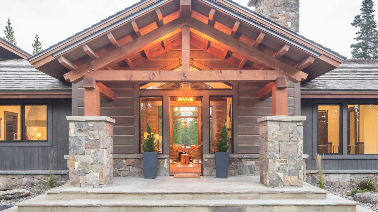 Exposed Timber Beams and Stone Fireplace